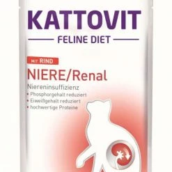 KATTOVIT Niere/Renal Katzenfutter mit Rind | 24x85g | Spezialnahrung für Nierengesundheit