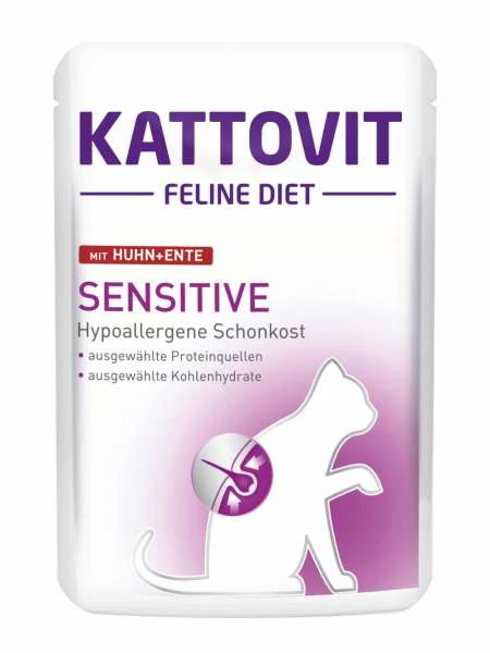 KATTOVIT Sensitive Nassfutter für Katzen mit Huhn & Ente, 24x85g - Hypoallergenes Katzenfutter für empfindliche Katzen 1 KATTOVIT Sensitive Nassfutter für Katzen mit Huhn & Ente, 24x85g - Hypoallergenes Katzenfutter für empfindliche Katzen