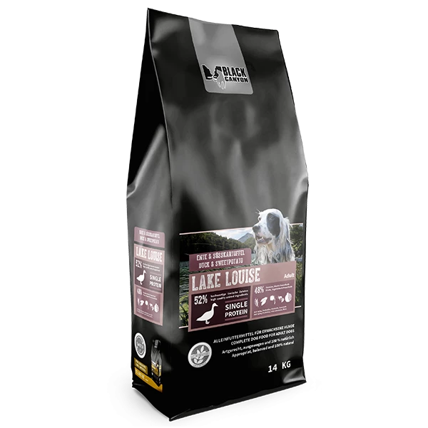 BLACK CANYON® Lake Louise | Getreidefreies Hundefutter mit Ente & Erbsen | Hochwertiges Futter für Hunde 1 BLACK CANYON® Lake Louise | Getreidefreies Hundefutter mit Ente & Erbsen | Hochwertiges Futter für Hunde
