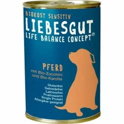 Liebesgut Hundefutter mit Pferd, Zucchini & Karotte | Sensitive Balance | Hochwertiges Nassfutter für Hunde