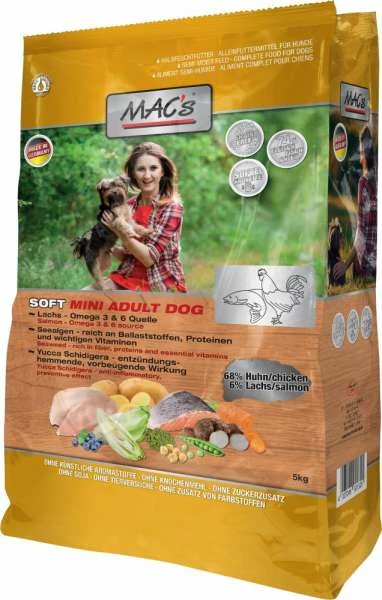 MACS Mac's Soft Adult Mini Dog Hundefutter mit Huhn & Lachs - Leckeres & Gesundes Futter für kleine Hunde 1 MACS Mac's Soft Adult Mini Dog Hundefutter mit Huhn & Lachs - Leckeres & Gesundes Futter für kleine Hunde