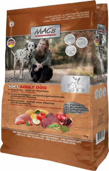 MACS Mac's Soft Hundefutter mit Pute & Hirsch - Premium Nassfutter für Hunde 1 MACS Mac's Soft Hundefutter mit Pute & Hirsch - Premium Nassfutter für Hunde