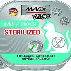 MACS Katzenfutter Sterilized mit Huhn | 16x100g Nassfutter für kastrierte Katzen