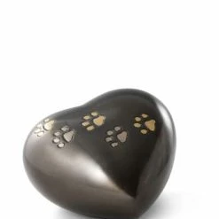 Völsing Tierurne Messing & Cestal | Hochwertige Metallurne für Katzen | Herzdesign