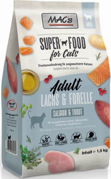 MACS Cat Adult Trockenfutter mit Lachs & Forelle - Hochwertiges Katzenfutter für ausgewachsene Katzen 1 MACS Cat Adult Trockenfutter mit Lachs & Forelle - Hochwertiges Katzenfutter für ausgewachsene Katzen
