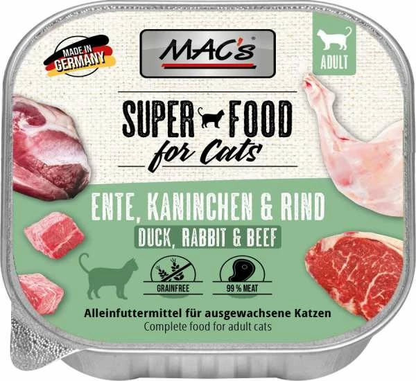 MACS Katzenfutter Mit Ente, Kaninchen & Rind | 16x 100g Nassfutter für Katzen 1 MACS Katzenfutter Mit Ente, Kaninchen & Rind | 16x 100g Nassfutter für Katzen
