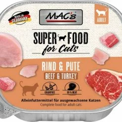 MACS Katzenfutter mit Rind & Pute | 16x100 g | Hochwertiges Nassfutter für Katzen