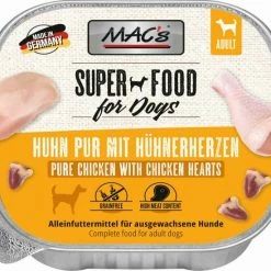 MACS Dog Mit Huhn Pur & Hühnerherzen | 10x 150g Schälchen | Hundefutter Nassfutter