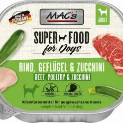 MACS Hundefutter Nassfutter mit Rind, Geflügel & Zucchini | 11x 150g Schälchen