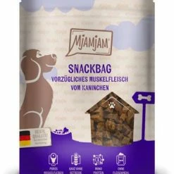 MjAMjAM Snackbag mit Muskelfleisch vom Kaninchen | 8x 100g Hundesnacks | Natürliche Leckerlis für Hunde