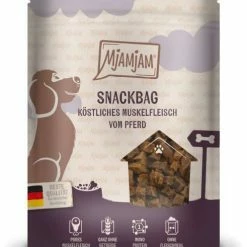 MjAMjAM Snackbag mit Muskelfleisch vom Pferd | 8x 100g Hundesnacks | Natürliche Leckerlis für Hunde