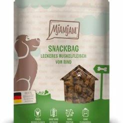 MjAMjAM Snackbag mit Muskelfleisch vom Rind | 8x 100g Hundesnacks | Natürliche Leckerlis für Hunde