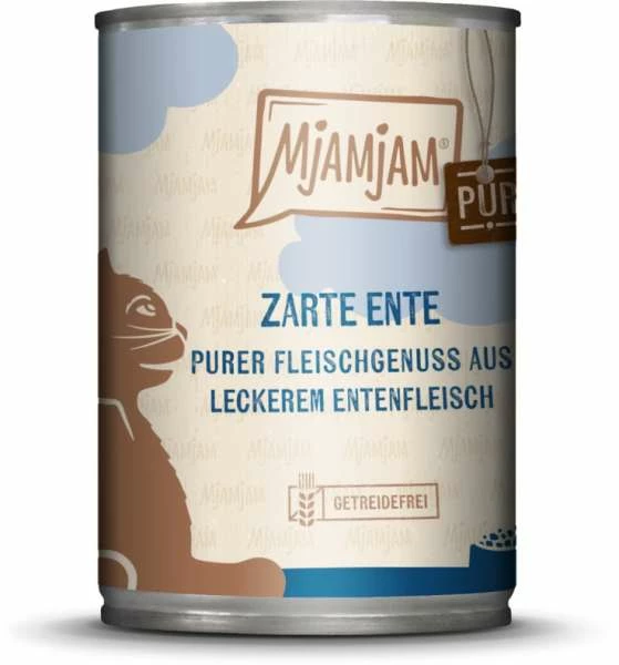 MjAMjAM Katzenfutter Mit Ente Pur | 6 Dosen Nassfutter für Katzen | Hochwertiges Feuchtfutter 1 MjAMjAM Katzenfutter Mit Ente Pur | 6 Dosen Nassfutter für Katzen | Hochwertiges Feuchtfutter