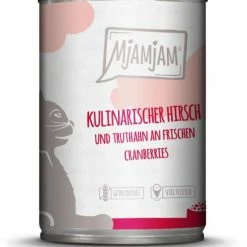 MjAMjAM Katzenfutter mit Hirsch, Truthahn & Cranberries | 6 Dosen Nassfutter für Katzen