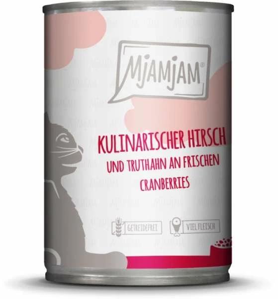 MjAMjAM Katzenfutter mit Hirsch, Truthahn & Cranberries | 6 Dosen Nassfutter für Katzen 1 MjAMjAM Katzenfutter mit Hirsch, Truthahn & Cranberries | 6 Dosen Nassfutter für Katzen