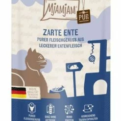 MjAMjAM Katzenfutter Nassfutter mit Ente Pur | 12x 125 G | Hochwertiges Feuchtfutter für Katzen
