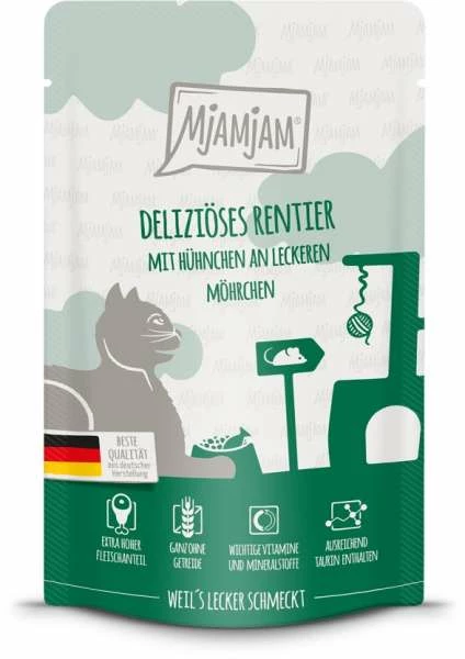 MjAMjAM Katzenfutter mit Rentier, Hühnchen & Mörchen - 12x 125g | Hochwertiges Nassfutter für Katzen 1 MjAMjAM Katzenfutter mit Rentier, Hühnchen & Mörchen - 12x 125g | Hochwertiges Nassfutter für Katzen