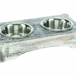 Trixie Napf-Set aus Holz und Edelstahl für Hunde und Katzen | Design Fressnapf