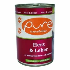 Pure Katzenfutter Mit Herz & Leber | 6 x 400g Nassfutter für Katzen | Hochwertiges Futter mit natürlichen Zutaten