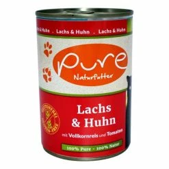 PURE Katzenfutter mit Lachs & Huhn | 6 x 400g | Glutenfreies Nassfutter für Katzen