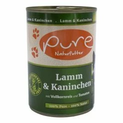 Pure Katzenfutter mit Lamm & Kaninchen | 6 x 400g | Glutenfreies Nassfutter für Katzen