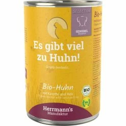 Herrmanns Select Sensible | Bio Huhn, Karotten & Reis | Glutenfreies Hundefutter für sensible Hunde