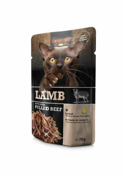 LEONARDO® Lamm & Extra Pulled Beef Katzenfutter | 16x 70g Beutel | Hochwertiges Nassfutter für Katzen 1 LEONARDO® Lamm & Extra Pulled Beef Katzenfutter | 16x 70g Beutel | Hochwertiges Nassfutter für Katzen
