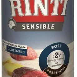 RINTI Sensible Hundefutter mit Ross, Hühnerleber & Kartoffeln - 6 Dosen Nassfutter für Hunde