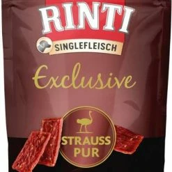 RINTI Singlefleisch mit Strauss | 6x50g Hundesnacks | Natürliche Leckerlis für Hunde