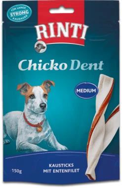 RINTI Chicko Dent Medium Hundesnack für Ente | 6x150g | Zahnpflege für Hunde