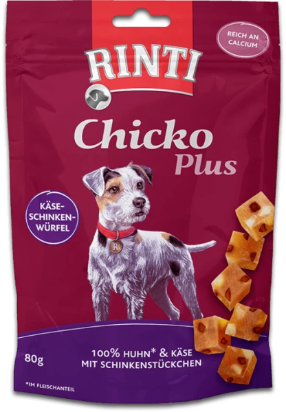 RINTI Extra Chicko Plus | Käse & Schinkenwürfel | 6x80g Hundesnacks | Leckerli für Hunde 1 RINTI Extra Chicko Plus | Käse & Schinkenwürfel | 6x80g Hundesnacks | Leckerli für Hunde