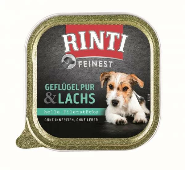 RINTI Feinest Geflügel Pur & Lachs Hundefutter | 11x150g Nassfutter für Hunde 1 RINTI Feinest Geflügel Pur & Lachs Hundefutter | 11x150g Nassfutter für Hunde