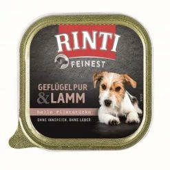 RINTI Feinest Hundefutter mit Geflügel Pur & Lamm | 11x150g Nassfutter für Hunde