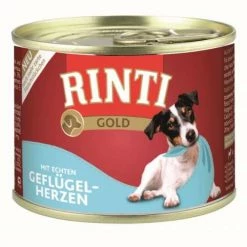 RINTI Gold Hundefutter mit Geflügelherzen | 12x185g Nassfutter für Hunde