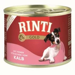 RINTI Gold Hundefutter mit Kalbstücken - 12x185g Nassfutter für Hunde