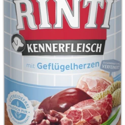 RINTI Kennerfleisch mit Geflügelherzen | Hochwertiges Nassfutter für Hunde | Hundefutter mit natürlichen Zutaten