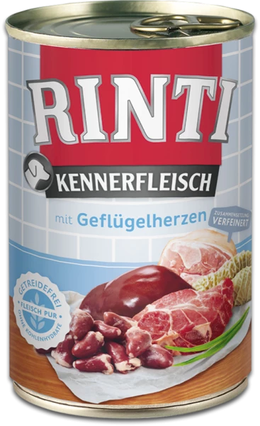 RINTI Kennerfleisch mit Geflügelherzen | Hochwertiges Nassfutter für Hunde | Hundefutter mit natürlichen Zutaten 1 RINTI Kennerfleisch mit Geflügelherzen | Hochwertiges Nassfutter für Hunde | Hundefutter mit natürlichen Zutaten
