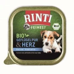Rinti Feinest BIO | Geflügel Pur & Herz | 11x150g Bio Hundefutter - Natürliches Hundefutter für eine ausgewogene Ernährung