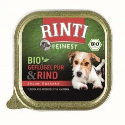 Rinti Feinest BIO | Geflügel Pur & Rind | 11x150g Bio Hundefutter für Hunde | Natürliches Hundefutter | Ohne Zusatzstoffe