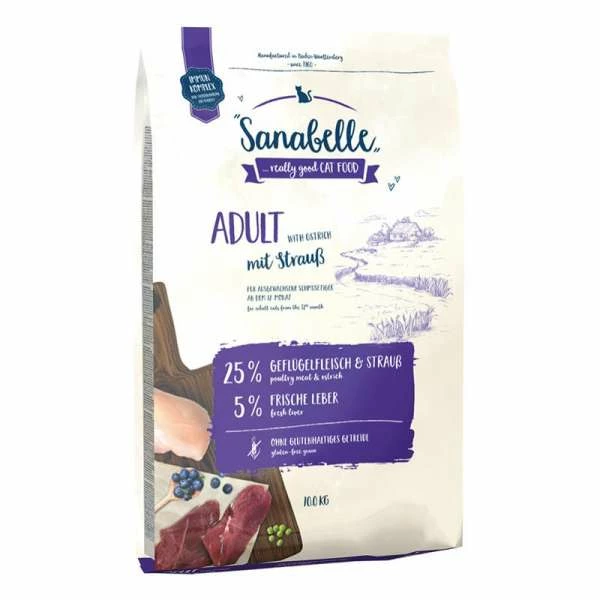 SANABELLE Adult Trockenfutter für Katzen mit Strauß - Hochwertiges Katzenfutter für ausgewogene Ernährung 1 SANABELLE Adult Trockenfutter für Katzen mit Strauß - Hochwertiges Katzenfutter für ausgewogene Ernährung