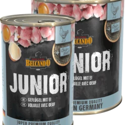 BELCANDO Super Premium Junior Nassfutter mit Geflügel & Ei - Hochwertiges Hundefutter für Welpen