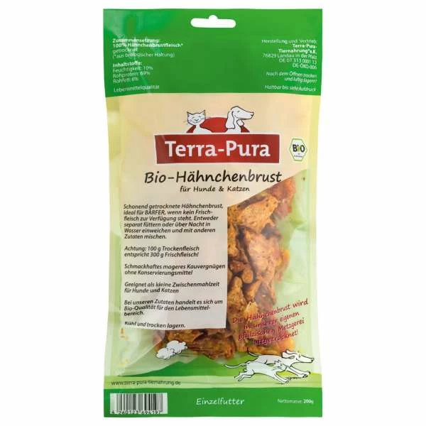 Terra-Pura Bio Hähnchenbrust Getrocknet | 200g Hundesnacks - Natürliche & Gesunde Leckerlis 1 Terra-Pura Bio Hähnchenbrust Getrocknet | 200g Hundesnacks - Natürliche & Gesunde Leckerlis