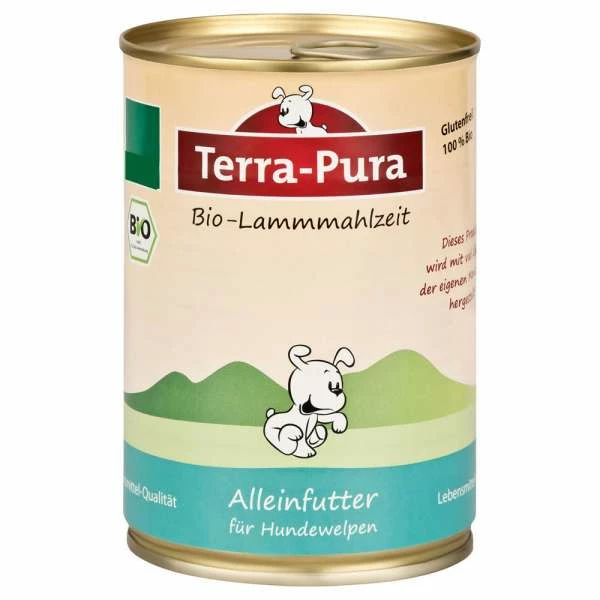 Terra-Pura Welpe Bio-Lammmahlzeit | Glutenfreies Hundefutter | 6x400g Dose 1 Terra-Pura Welpe Bio-Lammmahlzeit | Glutenfreies Hundefutter | 6x400g Dose