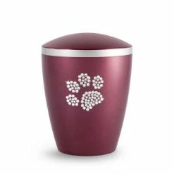 Völsing Tierurne Elegance – Einfarbige Katzenurne mit Swarovski-Kristallen | Naturstoff