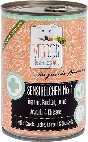 VEGDOG Veggie Dog Sensibelchen No 1 | Linsen & Kartoffeln | Hundefutter Nassfutter 1 VEGDOG Veggie Dog Sensibelchen No 1 | Linsen & Kartoffeln | Hundefutter Nassfutter