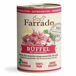 Farrado Büffel Mit Kartoffel | Muskelfleischstücke In Soße | 6x 400g Getreidefreies Hundefutter