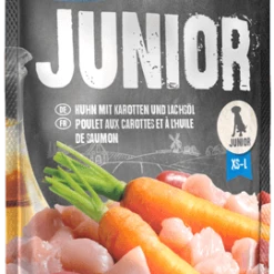 BELCANDO JUNIOR Hundefutter mit Huhn und Karotten | 12x125g | Nassfutter für Welpen und Junghunde