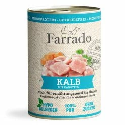Farrado Kalb Mit Karotte | Getreidefreies Hundefutter | 6x 400g | Muskelfleischstücke In Soße