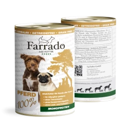 Farrado Pferd PUR | 6x 400g Getreidefreies Hundefutter - Hochwertiges Futter für Hunde