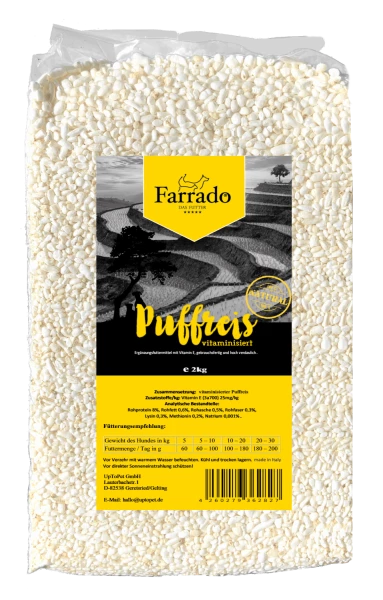Farrado Puffreis Ergänzungsfutter für Hunde | 2 Kg Trockenfutter | Natürliche Zutaten 1 Farrado Puffreis Ergänzungsfutter für Hunde | 2 Kg Trockenfutter | Natürliche Zutaten